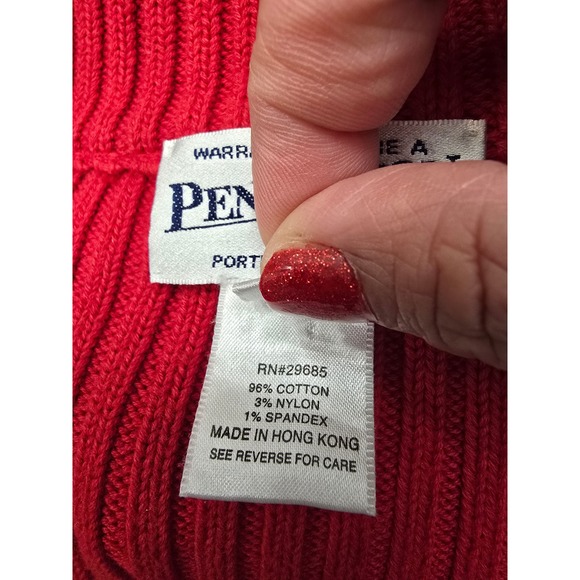 Y2K Pendleton Red cardigan sweater Ribbed Knit Women Medium sporty casual preppy - Picture 3 of 8